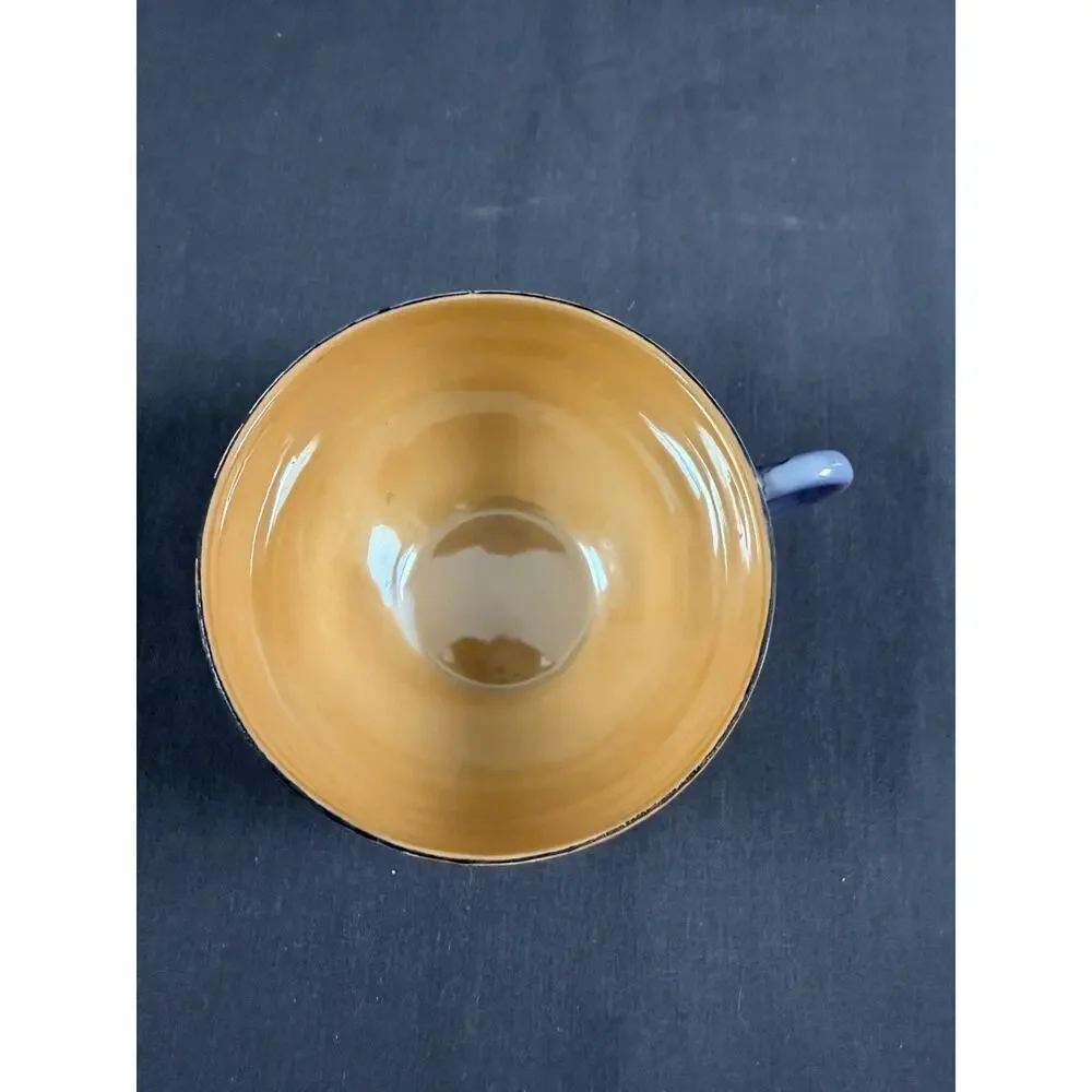 Vintage Peach Blue Cardinal Japanese Lusterware Hand-Painted Cup Single